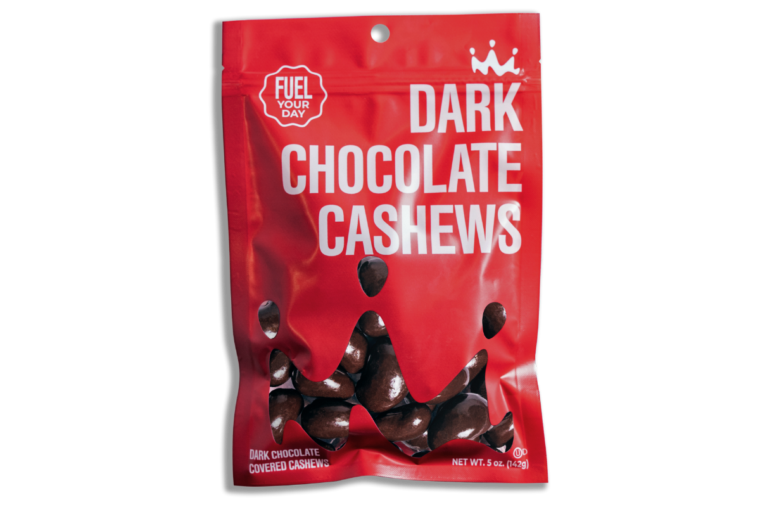 Dark chocolate cashews detail
