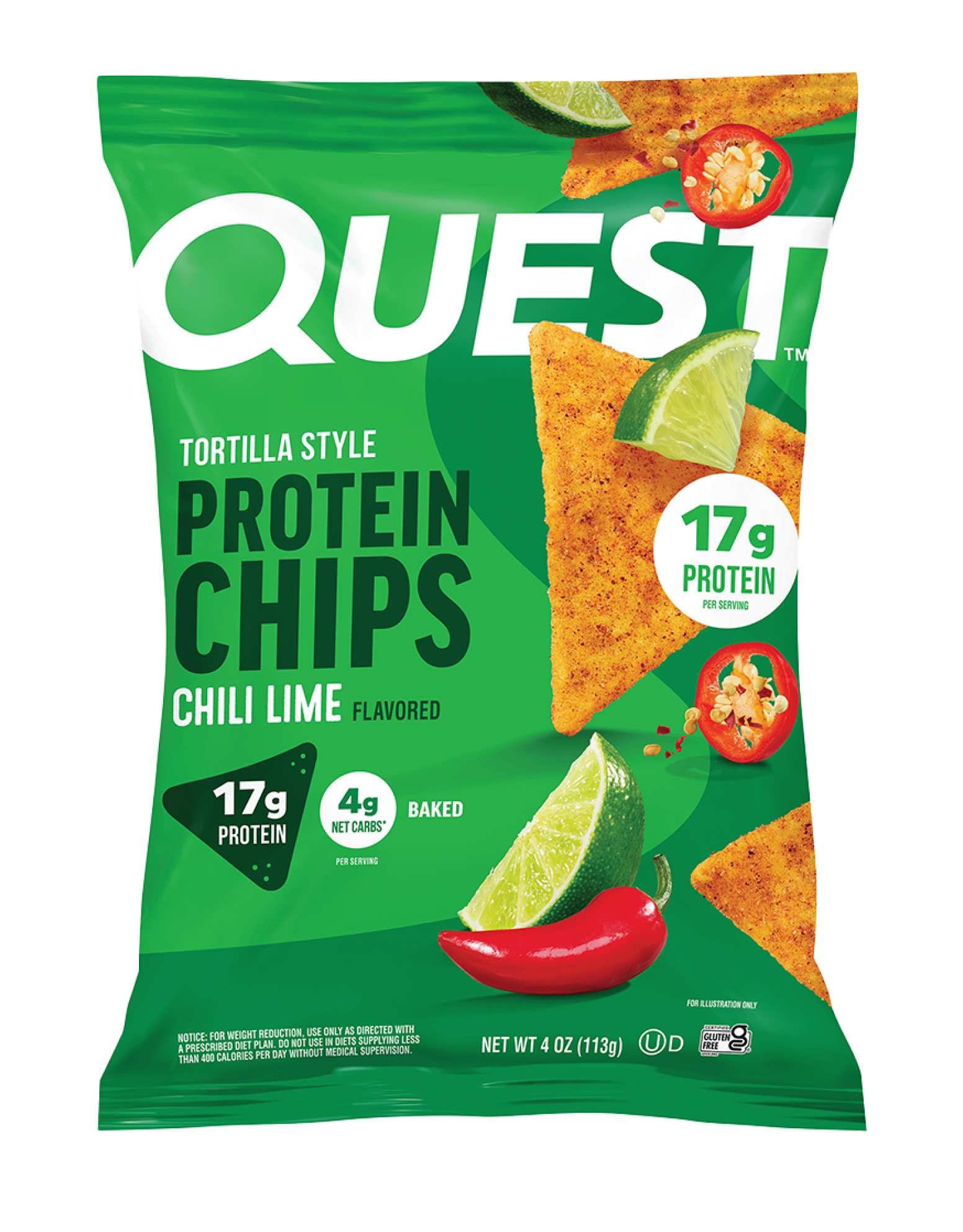Quest tortilla chips chili lime product only