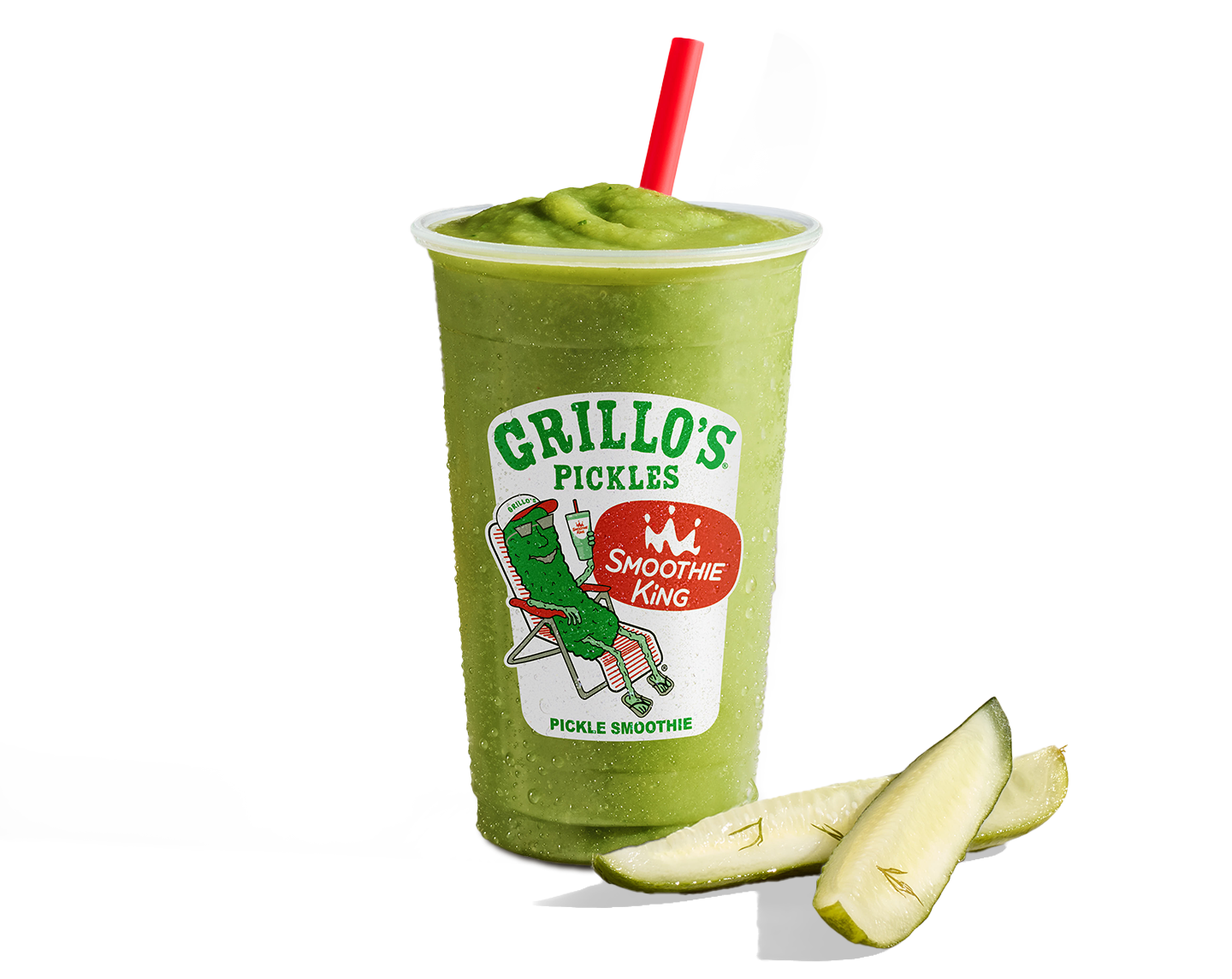 A Smoothie King Pickle Smoothie made with Grillo’s Pickles