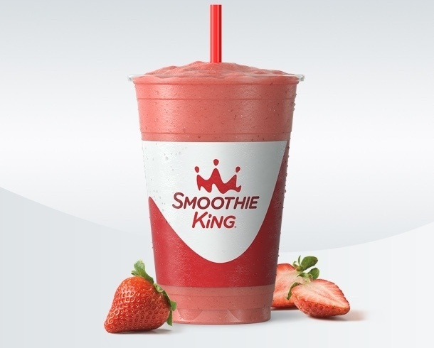 pure recharge strawberry smoothie with ingredients