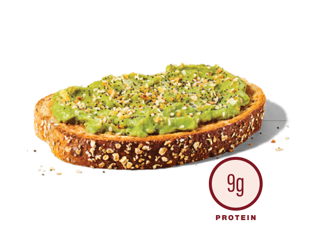 Avocado toast with everything seasoning sprinkled on top - 9g protein