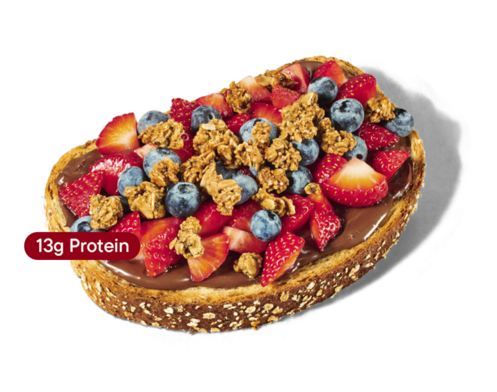 Chocolate hazelnut toast detail protein